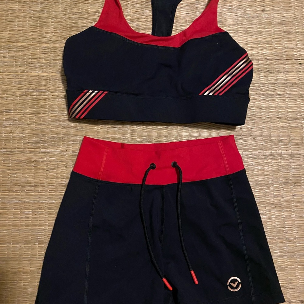 Virus Black and Red Performance Crop Top & Shorts